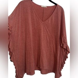 Rust Ruffled Flowy Shirt